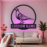 Panneau LED Pigeon Personnalisé | Art en Métal Oiseau sur Mesure | Décoration de Jardin et Patio pour Amateurs d'Oiseaux