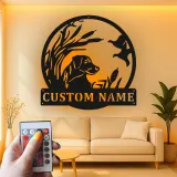 Custom Labrador Hunting Sign | Personalized Duck Hunt Metal Wall Art | LED Backlit Hunter Gift for Cabin Decor