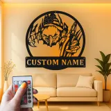 Décoration murale en métal personnalisée avec éclairage LED Aigle Américain - Cadeau patriotique pour lui, décoration de garage ou de man cave
