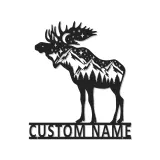 Panneau en métal personnalisé Élan | Décoration murale en métal LED personnalisée | Décor de cabane rustique pour amoureux de la nature