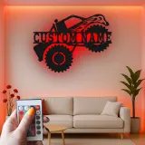Personalized Monster Truck LED Metal Sign | Custom Name Wall Art | Garage Decor, Man Cave & Gift for Truck Lovers