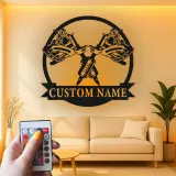 Décoration murale en métal personnalisée avec lumière LED de machine à tatouer - Cadeau pour artistes tatoueurs