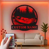 Personalisierte LED-Beleuchtung Metall-Wandkunst für Boot und Wald