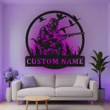 Insegna in metallo personalizzata per cacciatori con anatre con luce LED regalo per cacciatori decorazione per man cave o cabin