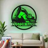 Cartel de metal LED personalizado de excavadora para regalo de construcción para él, decoración de garaje u oficina 1