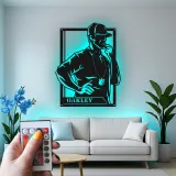 Décoration murale en métal LED personnalisée pour silhouette d'entraîneur - Cadeau pour passionnés de sport, décoration de salle de jeux