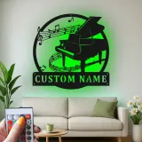 Grand Piano LED Wall Art | Personalized Metal Sign for Music Room | Custom Name Plaque | Pianist Gift & Studio Decor