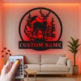 Cartel de metal LED de ciervo personalizado Regalo para cazadores Decoración de cabaña rústica