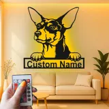 Cartel de metal personalizado con luz LED de chihuahua, regalo para amantes de los perros, decoración para sala de estar