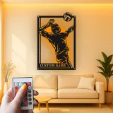 Insegna in metallo personalizzata con luce LED per giocatore di pallavolo - Regalo sportivo personalizzato per atleti, decorazione per sala giochi