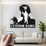 Personalisierter Soldat Silhouette Metall Schild | LED Militär Wandkunst | Benutzerdefinierte Veteranen Namensplakette | Patriotische Army Deko