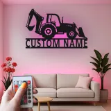 Custom Backhoe Tractor Led Light Metal Wall Art Personalized Gift for Construction Enthusiast Garage or Office Decor