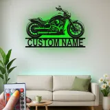 Cruiser Motorcycle LED Sign | Custom Name Metal Wall Art | Personalized Biker Gift for Garage Decor