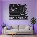 Insegna per Camion Spazzaneve Personalizzata | Arte da Parete in Metallo LED | Decorazione per Attrezzature Pesanti con Bandiera Americana | Regalo per Autista di Rimozione Neve