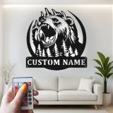 Personalisiertes LED-Licht Metallschild mit Grizzlybär – Geschenk für Naturfreunde, Dekoration für Hütte oder Lodge