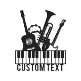 Insegna per Studio Musicale Personalizzata | Arte in Metallo LED per Musicisti | Decorazione Silhouette Strumenti Personalizzati | Regalo per Chitarra, Pianoforte, Tromba