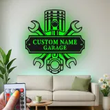 Personalisierte Garage LED-Schild | Individuelle Metall-Wandkunst für Mechaniker | Geschenk für Autoliebhaber