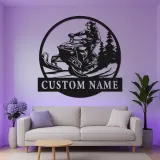 Personalized Snowmobile LED Metal Wall Art | Custom Name Sign for Rider | Winter Sports Decor & Outdoor Enthusiast Gift