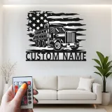 Décoration murale en métal personnalisée avec rétroéclairage LED de camion benne - Cadeau pour passionnés de camions - Décor garage ou man cave