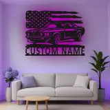 Cartel de metal LED de coche clásico personalizado Regalo para entusiastas de coches Decoración de garaje o man cave