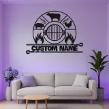 Cartel BBQ de Granja Personalizado | Decoración Mural de Metal LED para Rancheros | Regalo de Decoración para Parrilla Personalizado | Placa de Cocina de Establo