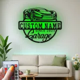 Custom Sports Car Led Light Metal Wall Art Personalized Garage Gift for Car Enthusiasts Man Cave Decor