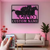 LED Horse Metal Sign | Custom Equestrian Wall Art for Ranch & Stable | Personalized Horse Lover Gift