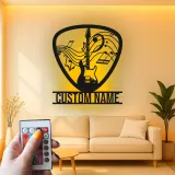 Cartel de metal personalizado de guitarra con LED | Regalo a medida para amantes de la música | Decoración mural para estudio y sala de grupo