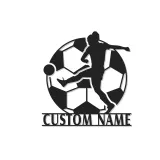 Cartel LED de Jugador de Fútbol Personalizado | Decoración Mural de Metal Personalizada | Decoración de Habitación de Adolescentes y Regalo Deportivo para Atletas