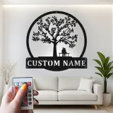 Décoration murale en métal personnalisée Arbre de Vie avec rétroéclairage LED Cadeau romantique pour couples Décor de chambre ou de salon