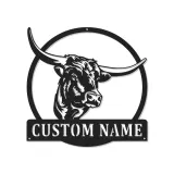 Décoration murale en métal personnalisée avec longhorn et rétroéclairage LED - Cadeau pour rancher, décoration de style western pour la maison