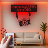 Fotostudio-Schild | Individuelle Vintage-Kamera LED-Wandkunst | Metall-Dekoration für Fotografen-Geschenk