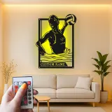 Personalisierte LED-Metall-Wandkunst Volleyballspieler Geschenk für Athleten, Spielzimmer Sportdekoration 1