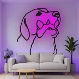 Cartel de metal personalizado con silueta de perro y gato y luz LED, regalo para amantes de mascotas, decoración para salón u oficina
