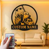 Insegna in metallo personalizzata per cacciatori | Arte da parete LED Labrador Retriever | Decorazione per man cave da cacciatore