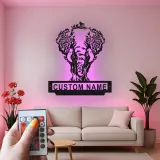 Cartel de metal LED de árbol de elefante personalizado, regalo de vida salvaje, decoración de sala de estar naturaleza