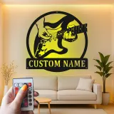 Custom Guitar Player LED Sign | Personalized Metal Wall Art for Music Room & Studio Decor | Gift for Musician