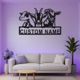 Personalisierte LED-Ziegen-Schild | Metall-Wandkunst für Ranch & Landhaus-Dekor | Geschenk für Ziegenliebhaber