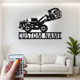 Cartel de metal LED personalizado de excavadora para entusiastas de la construcción, regalo para decoración de garaje o habitación infantil