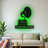 Personalisierte Vintage Phonograph LED Licht Metall-Wandkunst Geschenk für Musikliebhaber, Retro-Wohnzimmer-Dekor