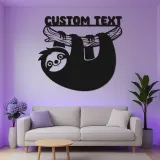 Personalized Sloth Nursery Sign | Custom Name LED Metal Art | Kids Room Night Light | Boho Wildlife Decor
