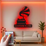 Décoration murale en métal LED personnalisée pour les amoureux de la musique - Gramophone