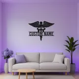 Art mural en métal Caduceus personnalisé | Panneau médical rétroéclairé LED | Décor de bureau de médecin personnalisé | Cadeau pour professionnels de la santé