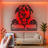 Custom Dog Breed Led Light Metal Wall Art Personalized Pet Parent Gift Living Room or Entryway Decor
