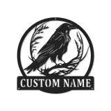 Personalisierte LED-Raben-Schild | Individuelle Gothic-Vogel-Metall-Wandkunst | Geschenk für Naturfreunde für Zuhause oder Büro