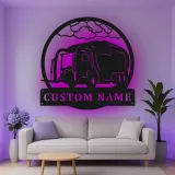 Personalisierte LED-Metall-Wandkunst mit Müllwagen – Einzigartiges Geschenk für Mitarbeitende der Abfallwirtschaft, Garagen- oder Bürodeko
