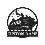 Décoration murale en métal personnalisée avec éclairage LED de bateau de croisière - Cadeau pour les amoureux de croisières - Décor nautique pour le salon
