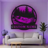 Personalisierte LED-Beleuchtung Metall-Wandkunst für Boot und Wald