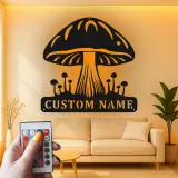 Individuelles Pilz-Metallschild | Personalisierte LED-Pilz-Wandkunst | Vintage-Naturfreunde-Geschenk für Studio- und Schlafzimmerdekoration