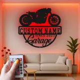 Insegna in metallo personalizzata per garage motociclistico con luce LED regalo per motociclisti decorazione per garage